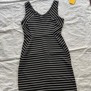 George Black and White Striped Midi Dress